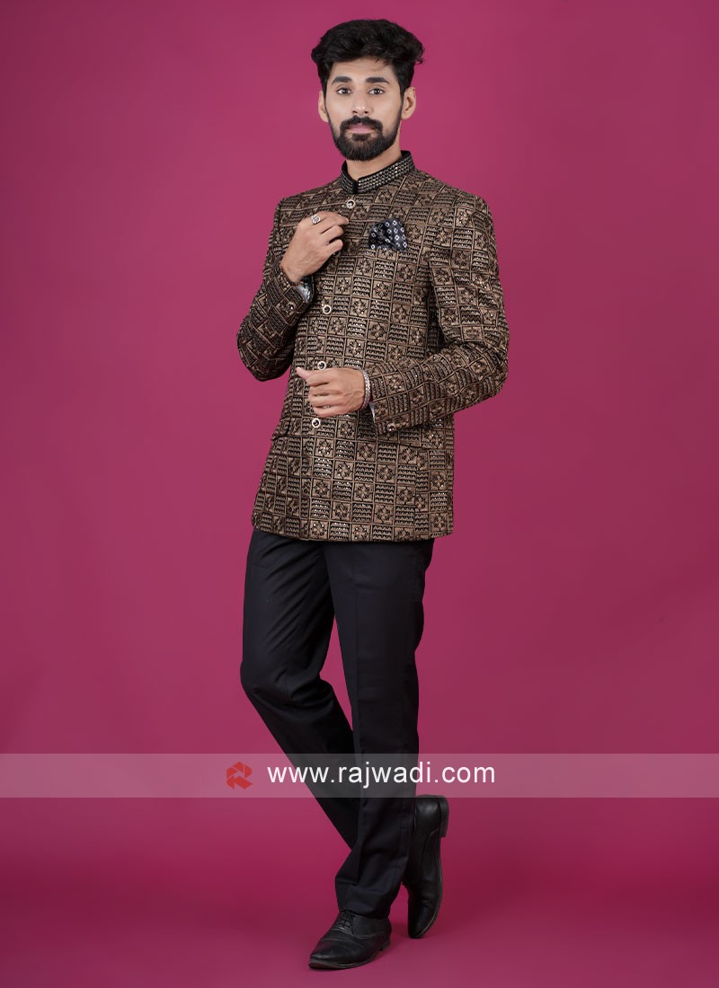 New Stylish Ethnic Traditional Navy Blue embroidered work Designer Jodhpuri  Bandhgala Suit For Men at Rs 2799 | Bandhgala suit in Surat | ID:  26396072673