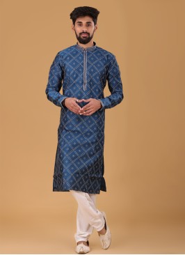 Festive Wear Blue Kurta Pajama