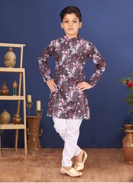 Festive Wear Cotton Floral Printed Kurta Pajama