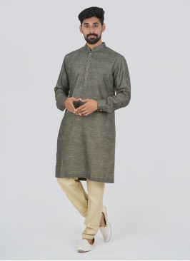 Festive Wear Cotton Green Kurta Pajama