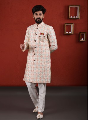 Festive Wear Cream Indowestern In Art Silk