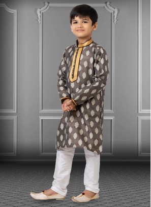 Festive Wear Dark Grey Kurta Pajama