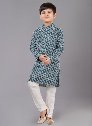 Festive Wear Dark Rama Green Kurta Pajama