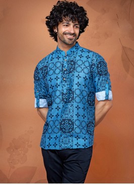 Festive Wear Deep Sky Blue Kurta