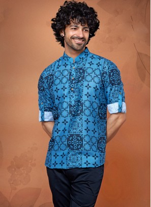 Festive Wear Deep Sky Blue Kurta