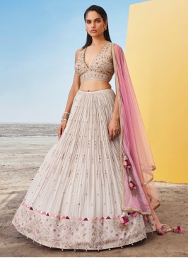 Designer Ivory Georgette Embroidered Lehenga Choli