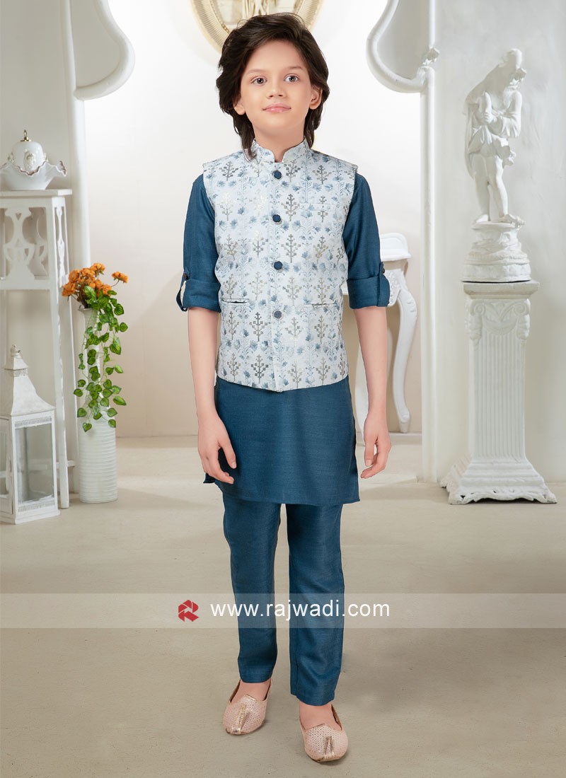 Festive Wear Embroidered Nehru Jacket Set