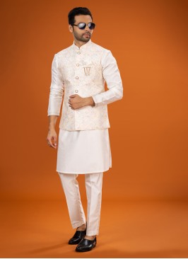 Festive Wear Embroidered Nehru Jacket Set