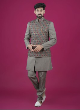 Festive Wear Embroidered Nehru Jacket Set