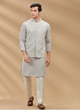 Festive Wear Embroidered Nehru Jacket Set