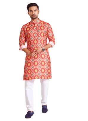 Festive Wear Fancy Printed Cotton Kurta Pajama