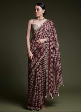 Festive Wear Fancy Printed Maroon Saree