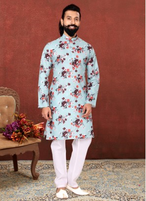 Festive Wear Floral Print Kurta Pajama