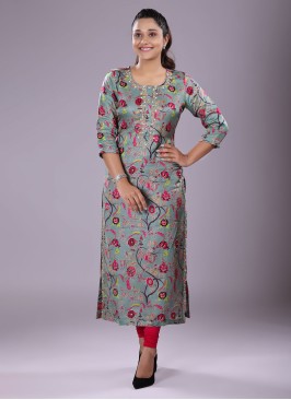 Festive Wear Sea Green Gajji Silk Kurti