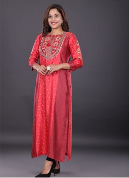 Festive Wear Gajji Silk Long Kurti