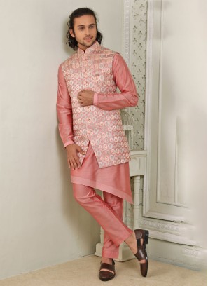 Festive Wear Gajri Pink Nehru Jacket Set
