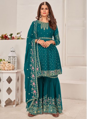 Festive Wear Georgette Embroidered Dress Material