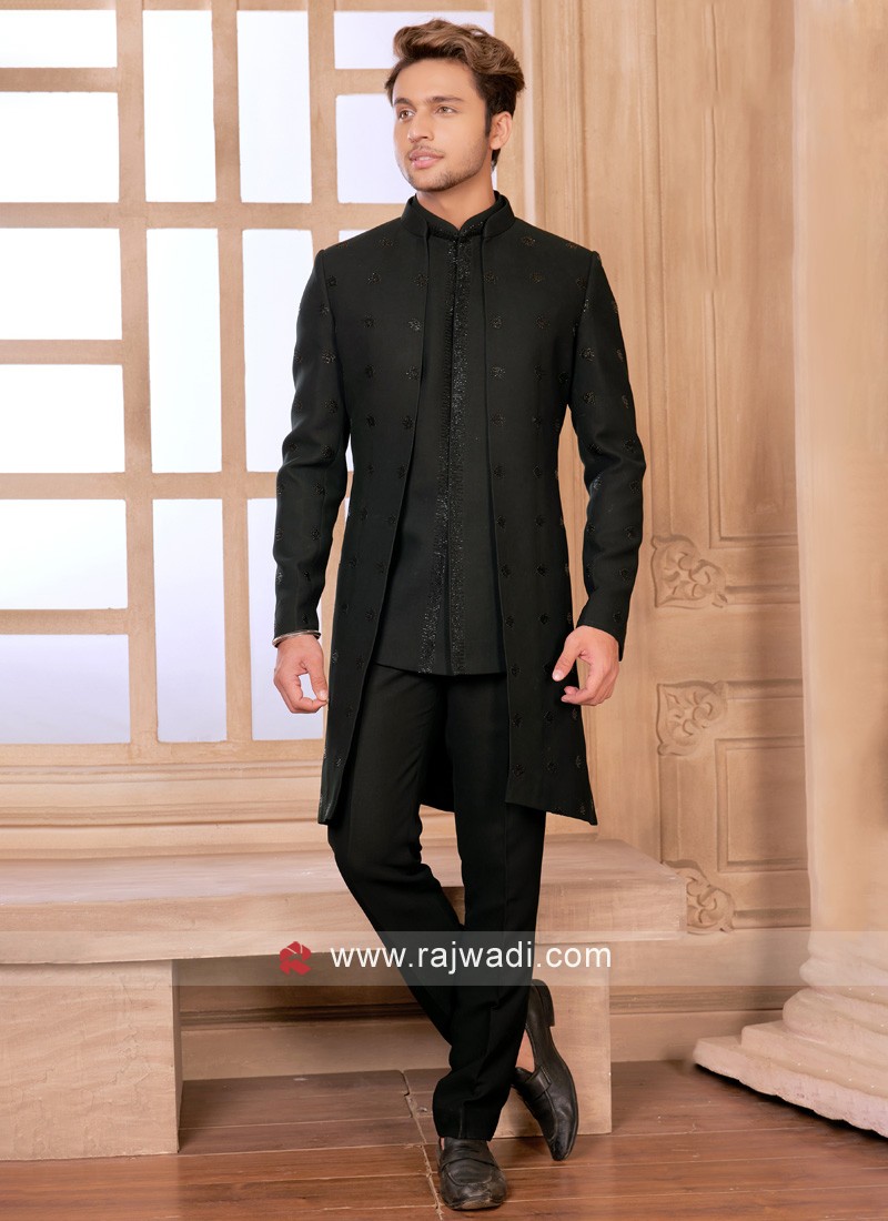 Elegant black indo western hot sale attire