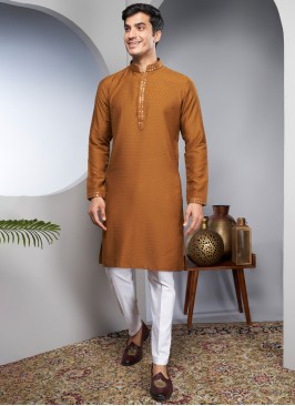 Festive Wear Light Brown Kurta Pajama