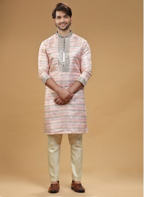 Festive wear Light PInk Kurta Pajama In Art Silk