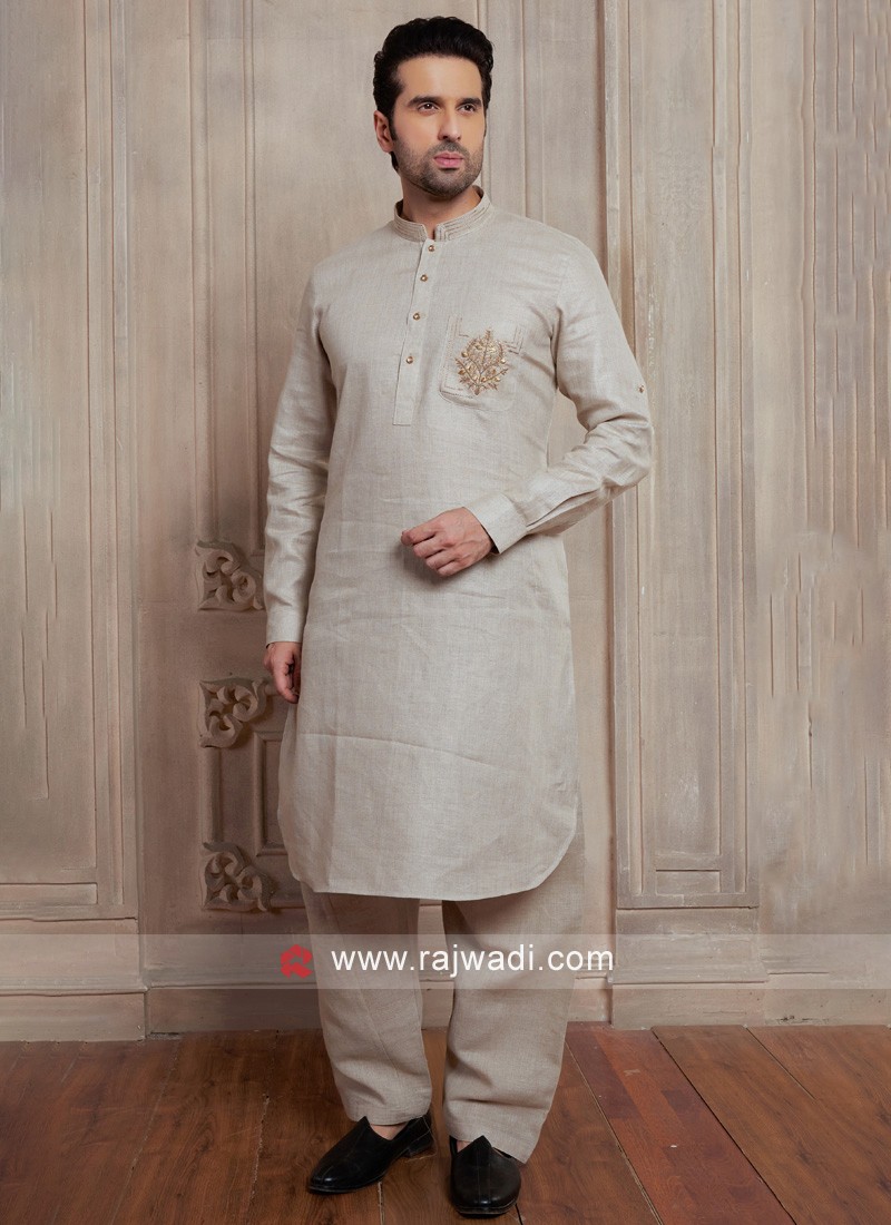 Linen kurta pajama style hot sale