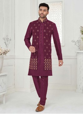 Festive Wear Magenta Color Indowestern Set