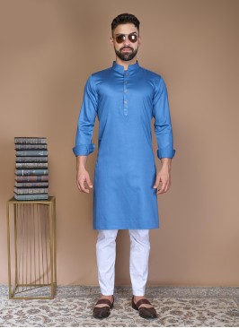 Festive Wear Medium Blue Kurta Pajama