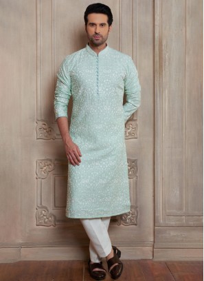 Festive Wear Mint Green Kurta Pajama