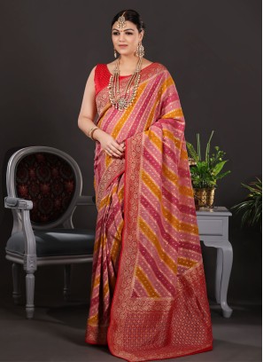 Festive Wear Multi Color Banarasi Chiffon Fabric