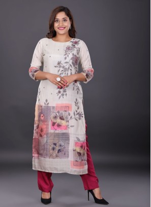 Festive Wear Muslin Silk Printed Kurti Set