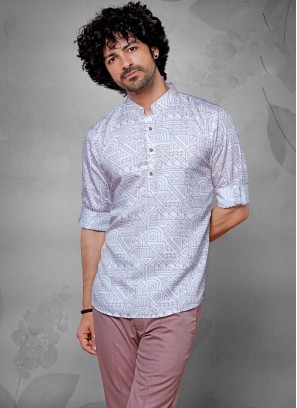 Festive Wear Off White Printed Kurta