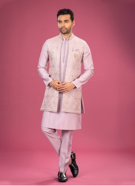 Festive Wear Onion Pink Nehru Jacket Set