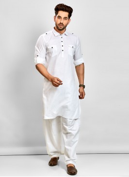 Festive Wear Pathani Set In White color