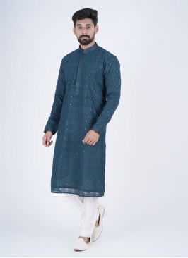 Festive Wear Peacock Green Kurta Pajama