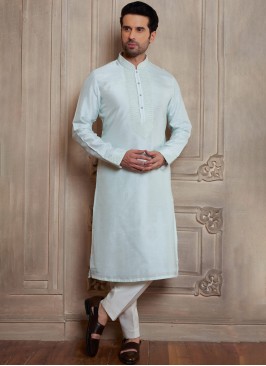 Festive Wear Powder Blue Kurta Pajama