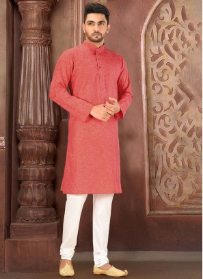 Festive Wear Red Kurta Pajama