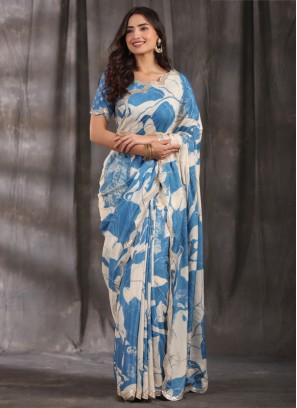 Festive Wear Satin Silk Printed Saree