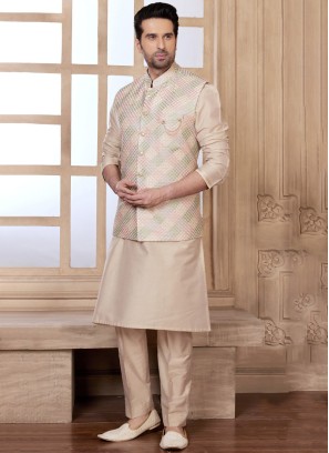 Festive Wear Thread Embroidered Nehru Jacket Set