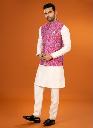 Festive Wear Thread Embroidered Nehru Jacket Set