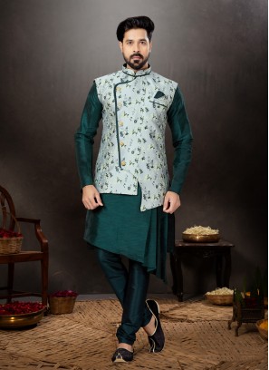 Festive Wear Weaving Embroidered Nehru Jacket Set