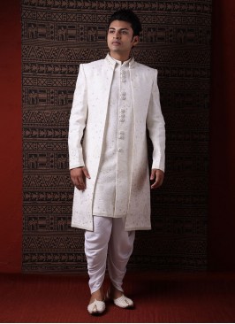 Festive Wear White Color Indowestern