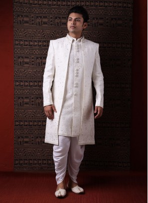 Festive Wear White Color Indowestern