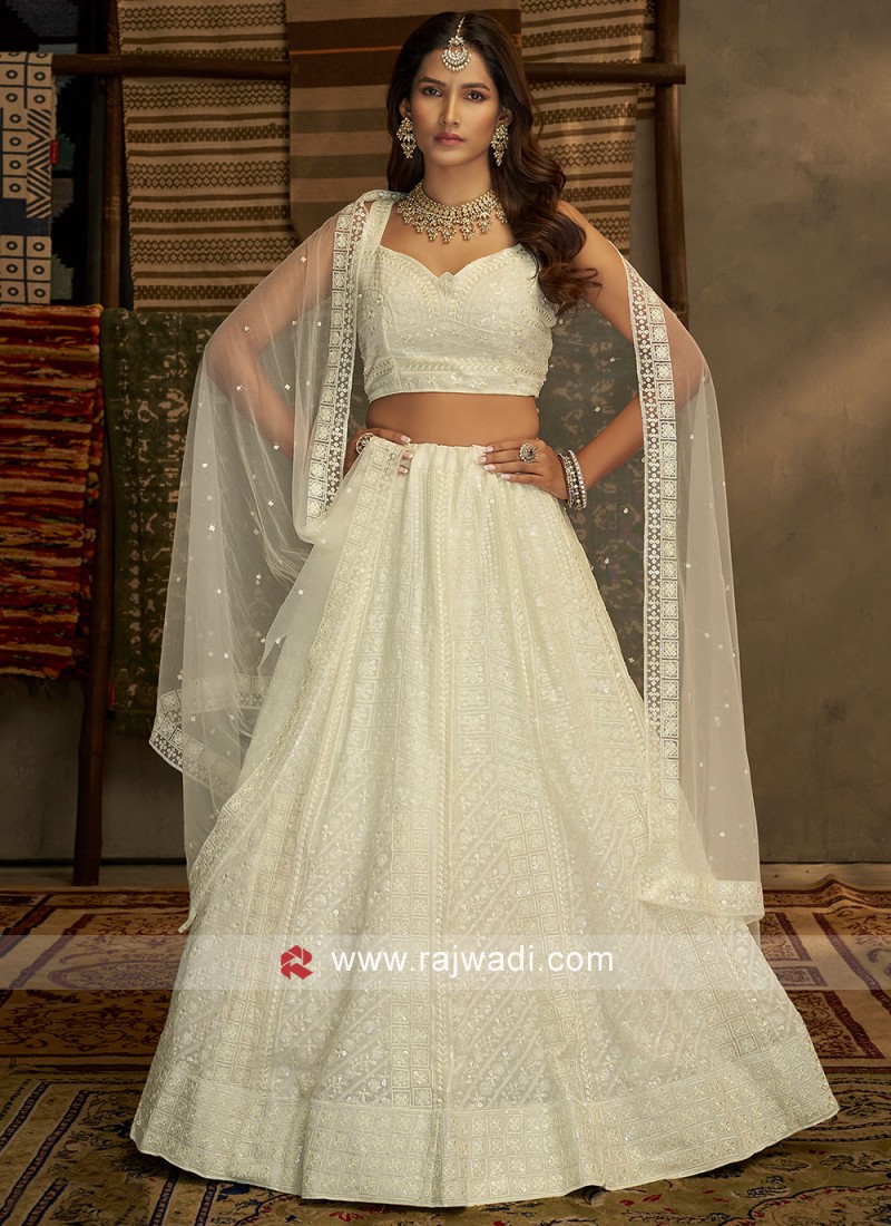 Buy Daisy White Designer Lehenga online-Karagiri