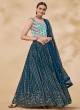 Georgette A Line Lehenga Choli in Teal Color