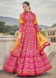 Dazzling Patola Print Deep Pink Dola Silk Anarkali Suit