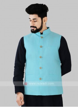 Firozi Color Nehru Jacket For Men