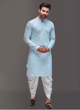 Firozi Cotton Silk Indowestern Set For Men