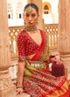 Khaki and Red Tussar Silk Zari Saree