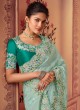 Aqua Blue Chinon & Georgette Party Wear Saree