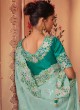 Aqua Blue Chinon & Georgette Party Wear Saree